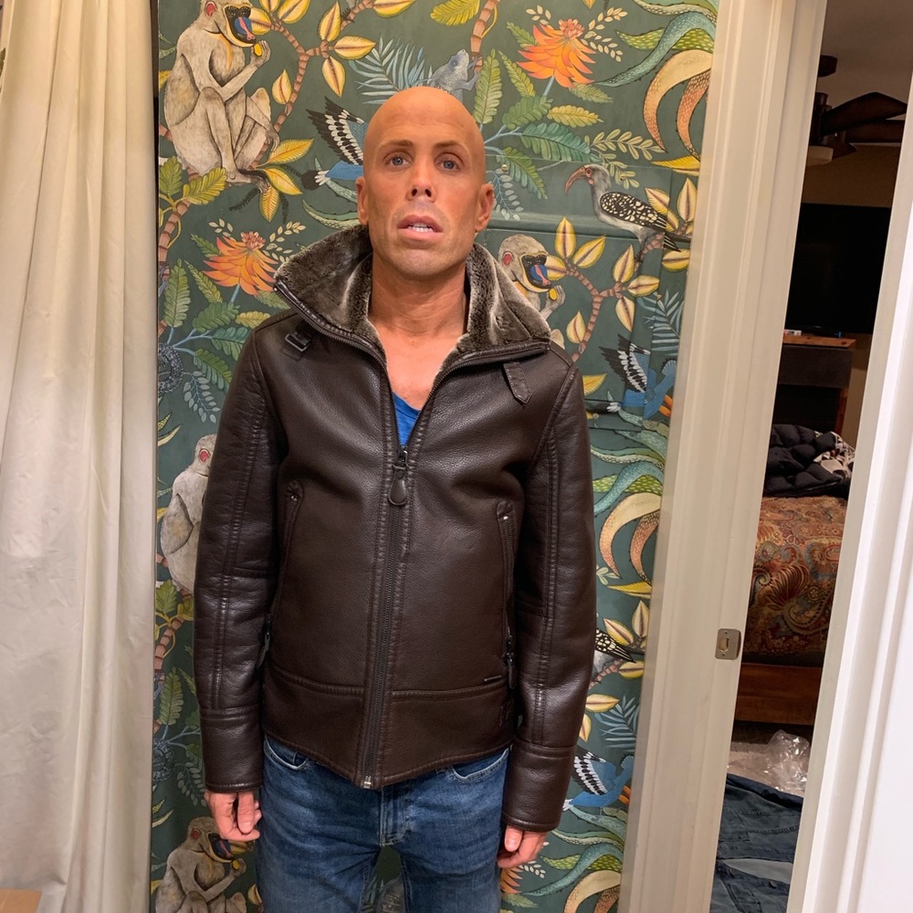 Brown Marc New York leather bomber.